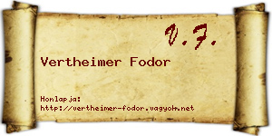 Vertheimer Fodor névjegykártya